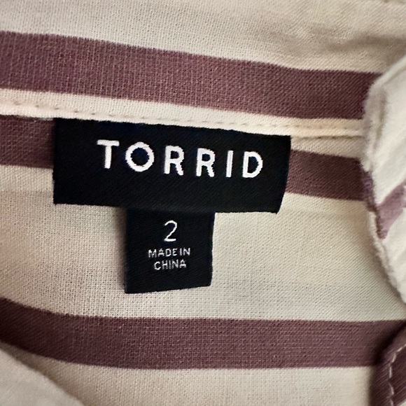 TORRID Women Size 2X Brown/Ivory Striped Madison Poplin Button Up Long Sleeve - Picture 8 of 10